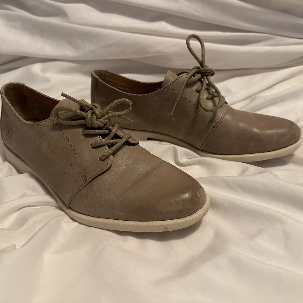 Born Leather Oxfords, size 8M, Tan/Taupe